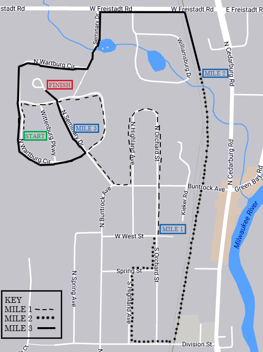 5k Race Map Wisconsin Lutheran Seminary